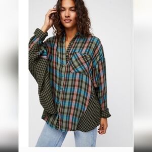 FREE PEOPLE SMALL SM S GORGEOUS FLANNEL SHIRT ONE OF THE GUYS EXC SHAPE $128